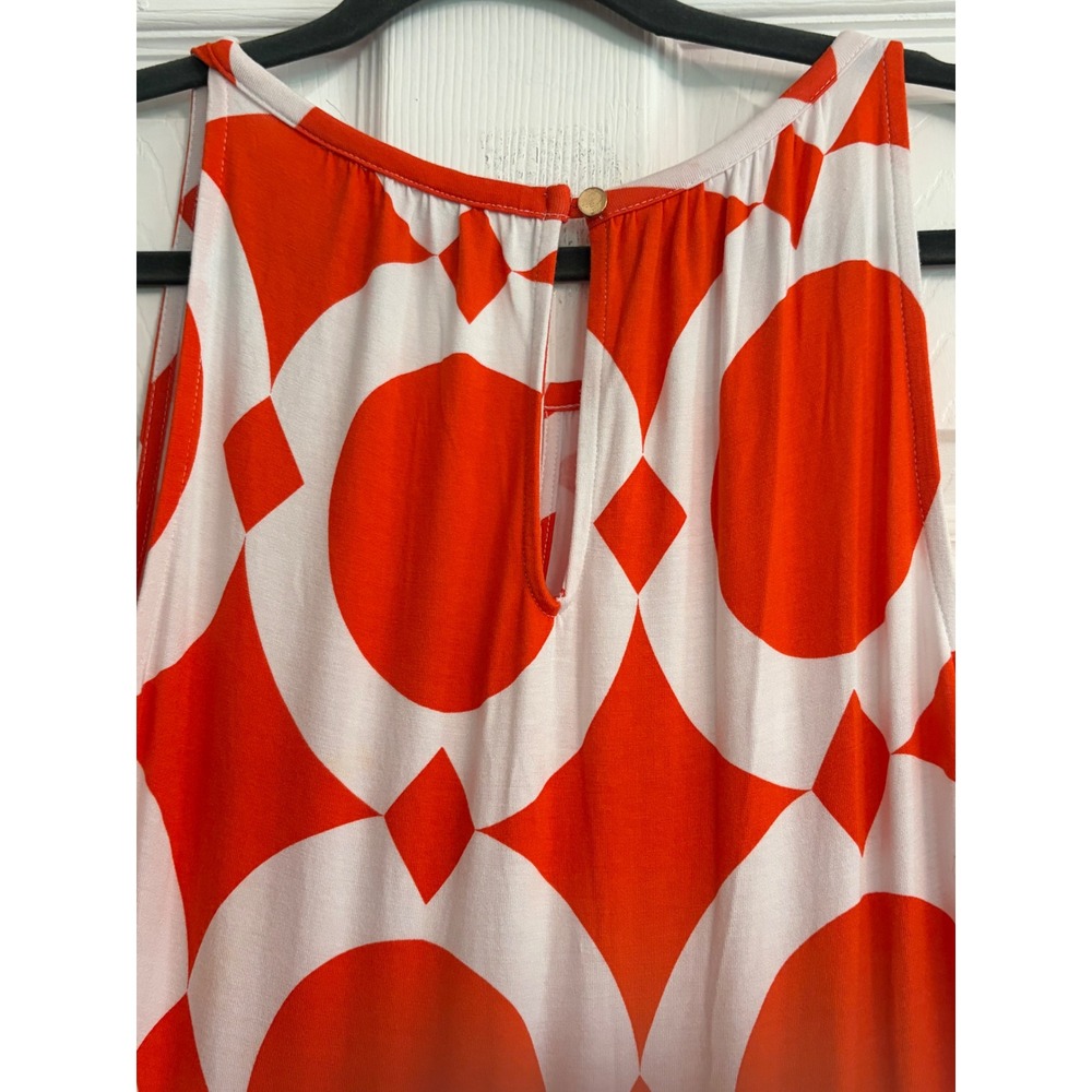 Banana Republic Orange White Geometric Circle Print Sleeveless Maxi Dress Small - Picture 5 of 11